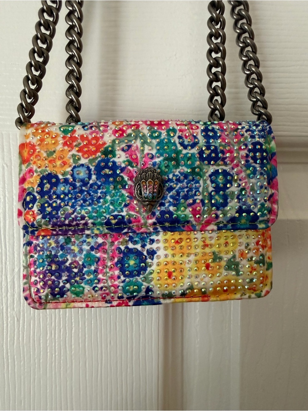 NWOT Kurt Geiger Floral Couture Micro Kensington Rhinestone Crystal Bag Purse